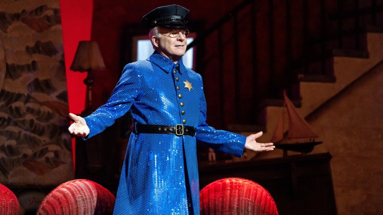 Only Murders in the Building -- “Opening Night” - Episode 310 -- Curtain call on Season 3! Charles, Mabel & Oliver race to entrap the killer on Opening Night. As the musical thrills its Broadway audience, the trio brave further twists & turns from behind, above and all around the stage. Charles (Steve Martin), shown.